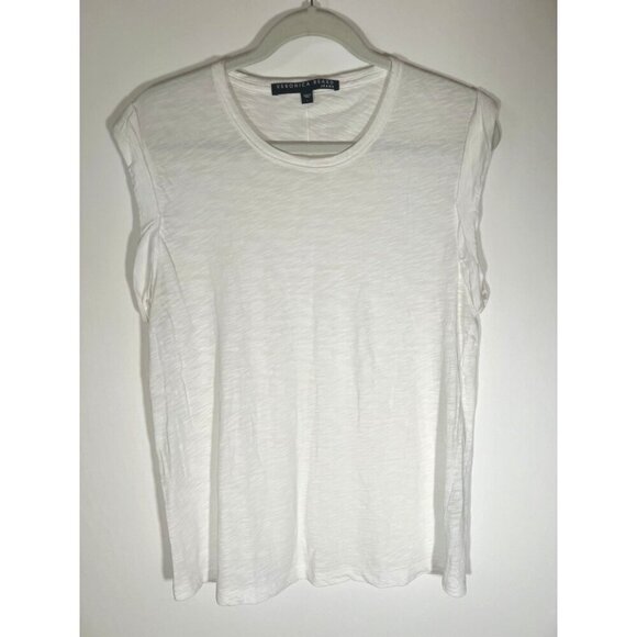 Veronica Beard Dree muscle white slub tank top sz L designer minimalist classic - Picture 1 of 9